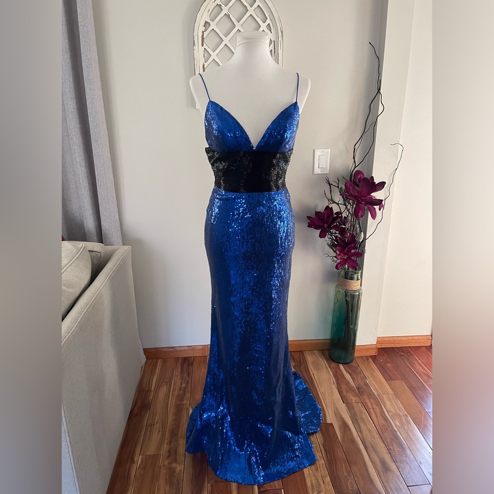 Sherri Hill Sequin Gown In Royal Blue Size 2
